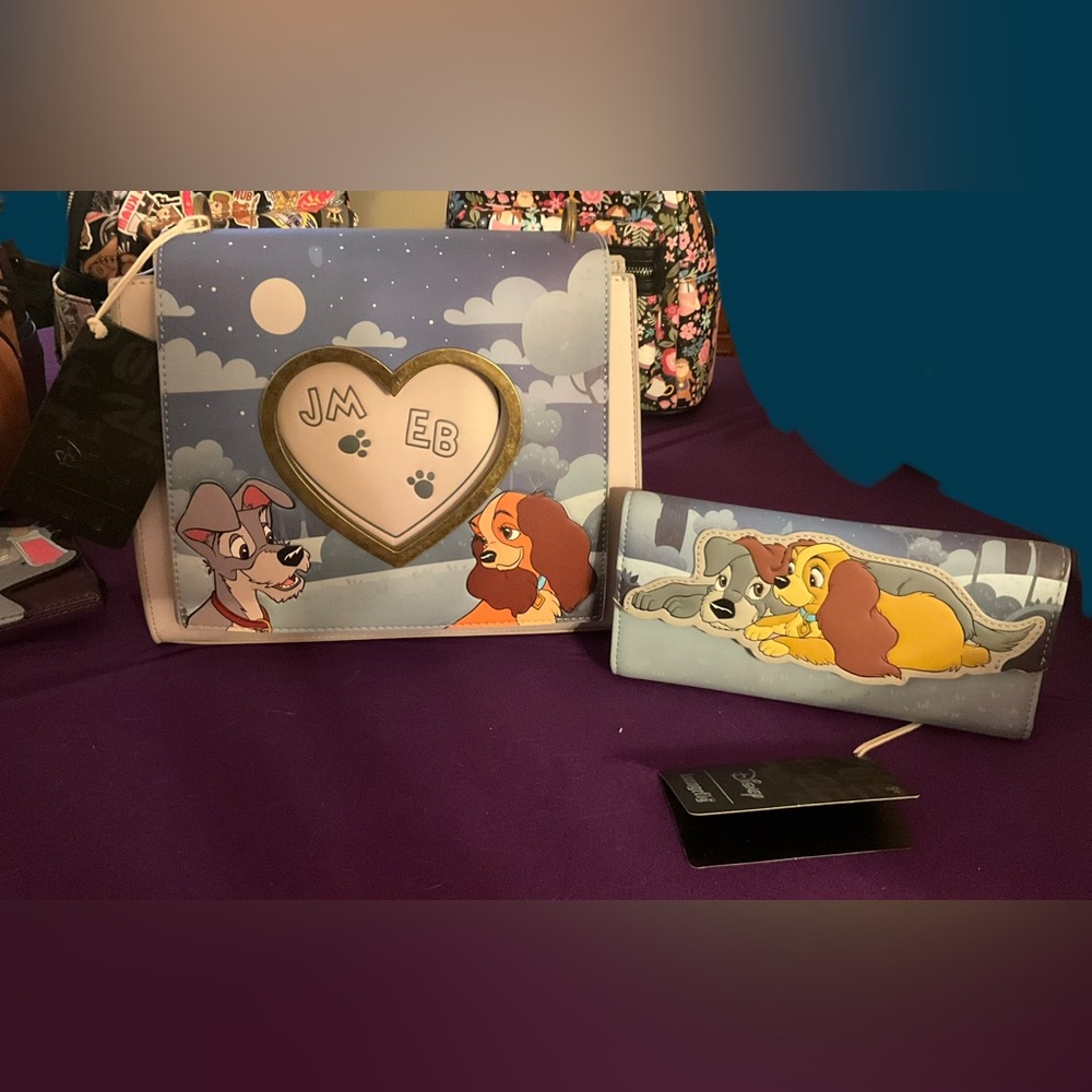 Disney Loungefly Lady & the Tramp Purse & Wallet Set